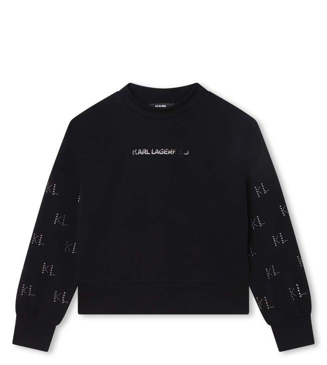 karl lagerfeld kids black logo regular fit sweatshirt