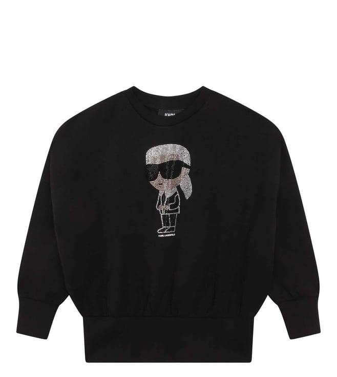 karl lagerfeld kids black printed regular fit sweatshirt