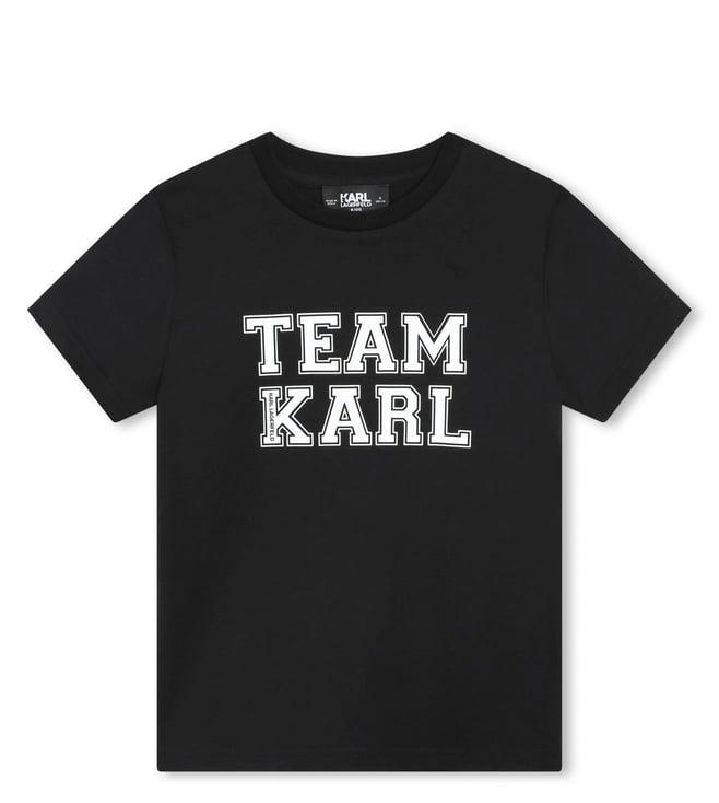 karl lagerfeld kids black printed regular fit t-shirt