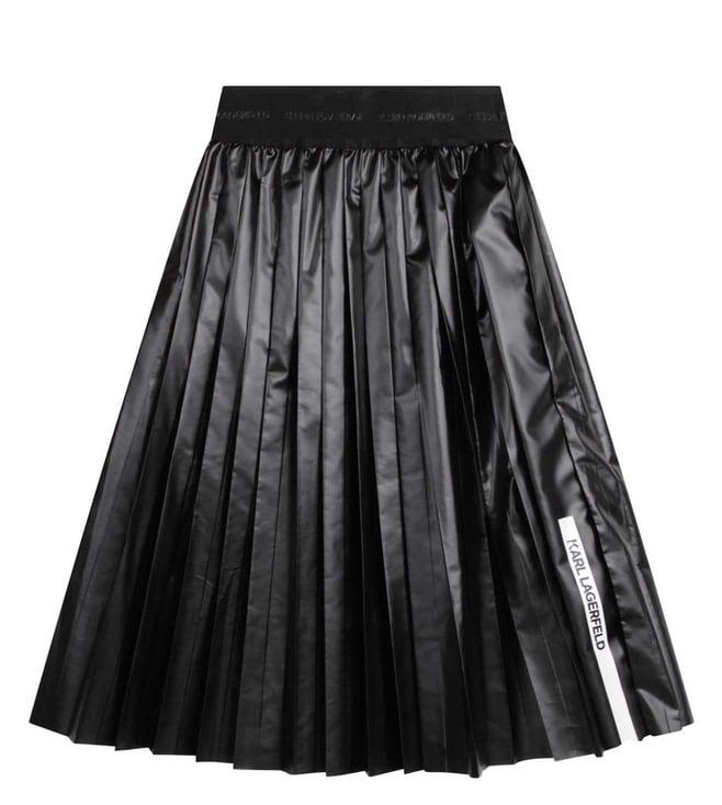 karl lagerfeld kids black regular fit pleated skirt