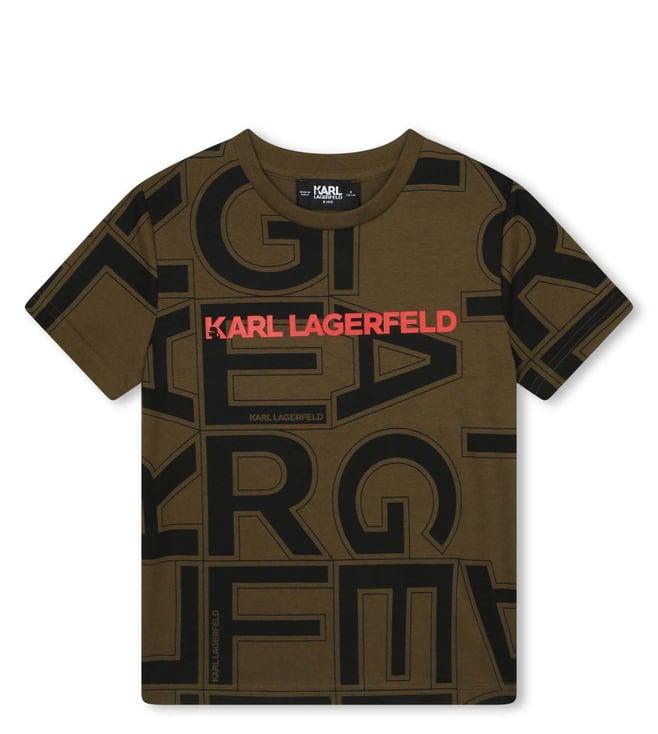 karl lagerfeld kids khaki logo regular fit t-shirt