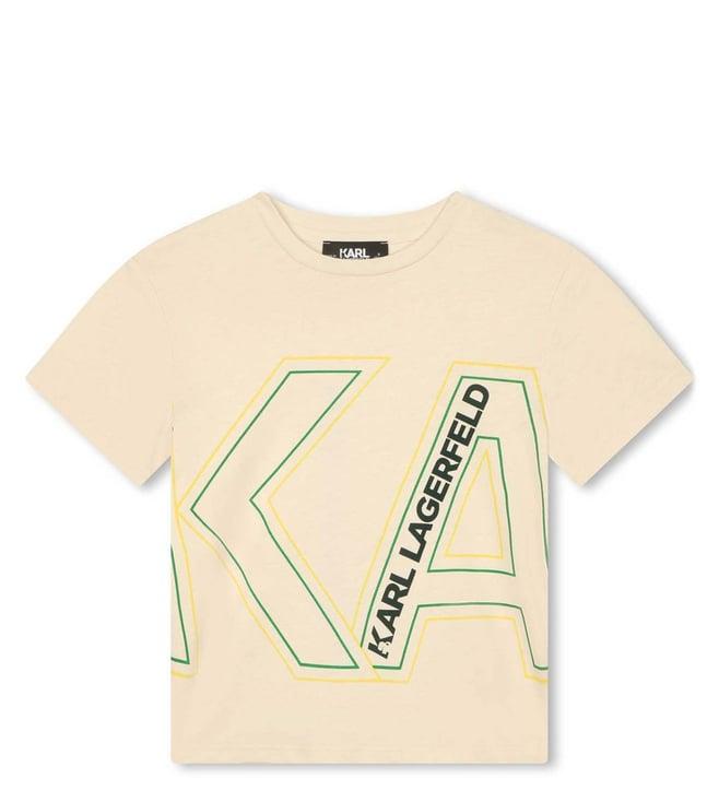 karl lagerfeld kids off white logo regular fit t-shirt
