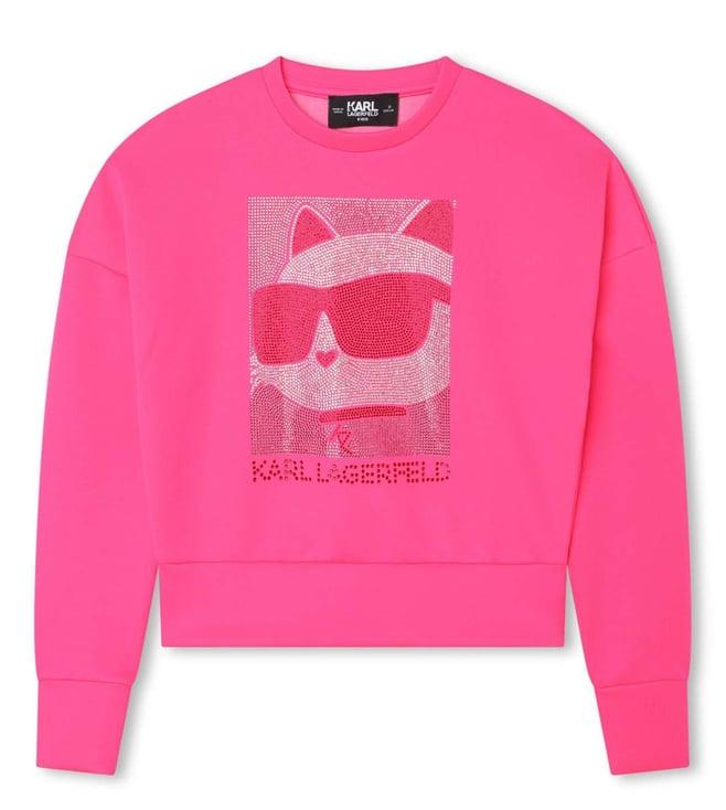 karl lagerfeld kids pink logo regular fit sweatshirt