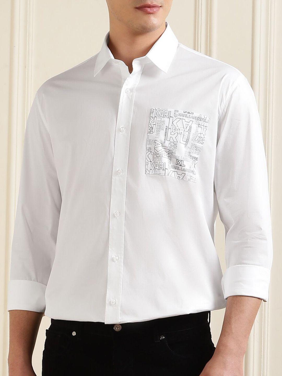 karl lagerfeld spread collar long sleeves cotton formal shirt