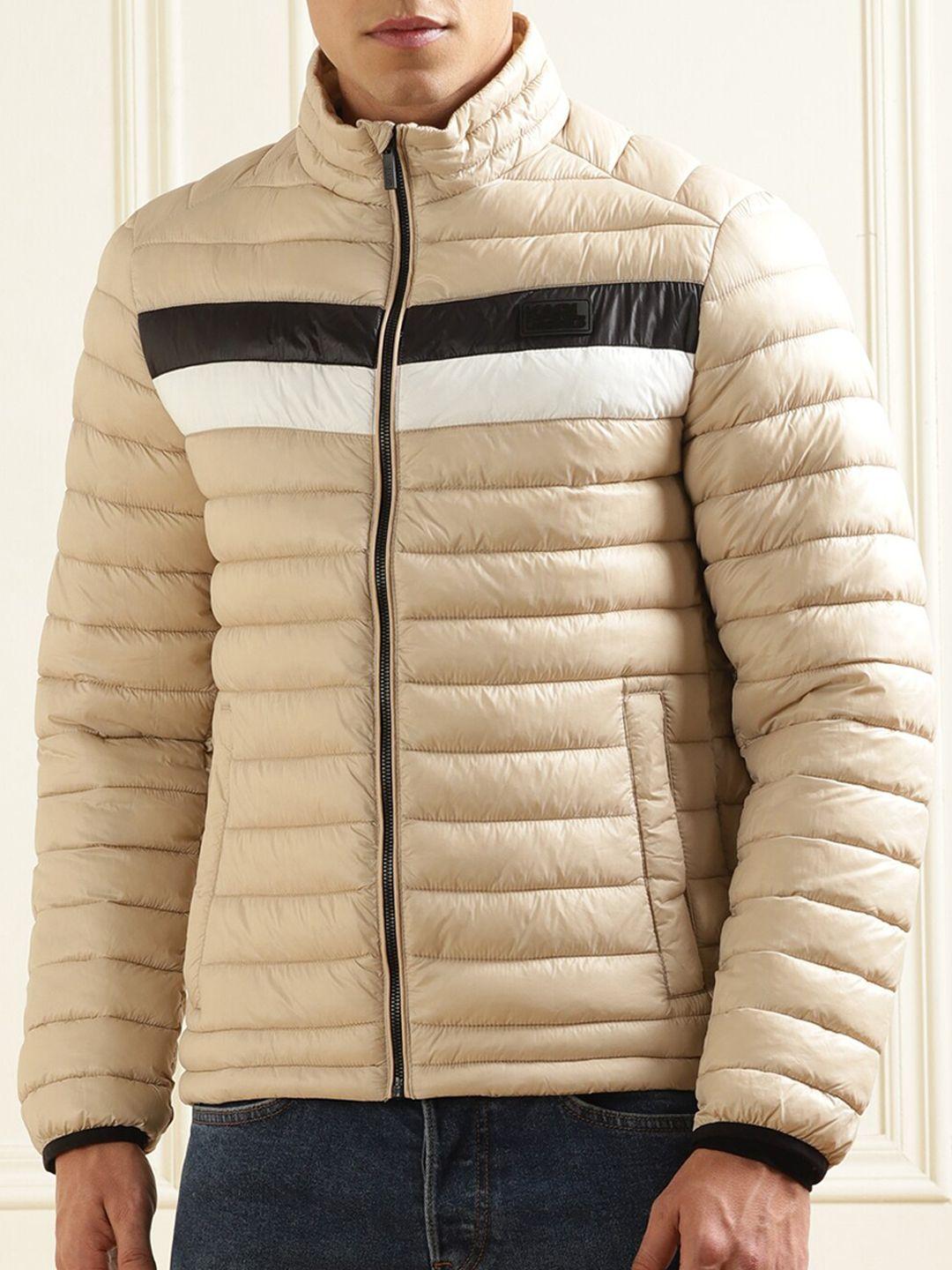 karl lagerfeld striped puffer jacket