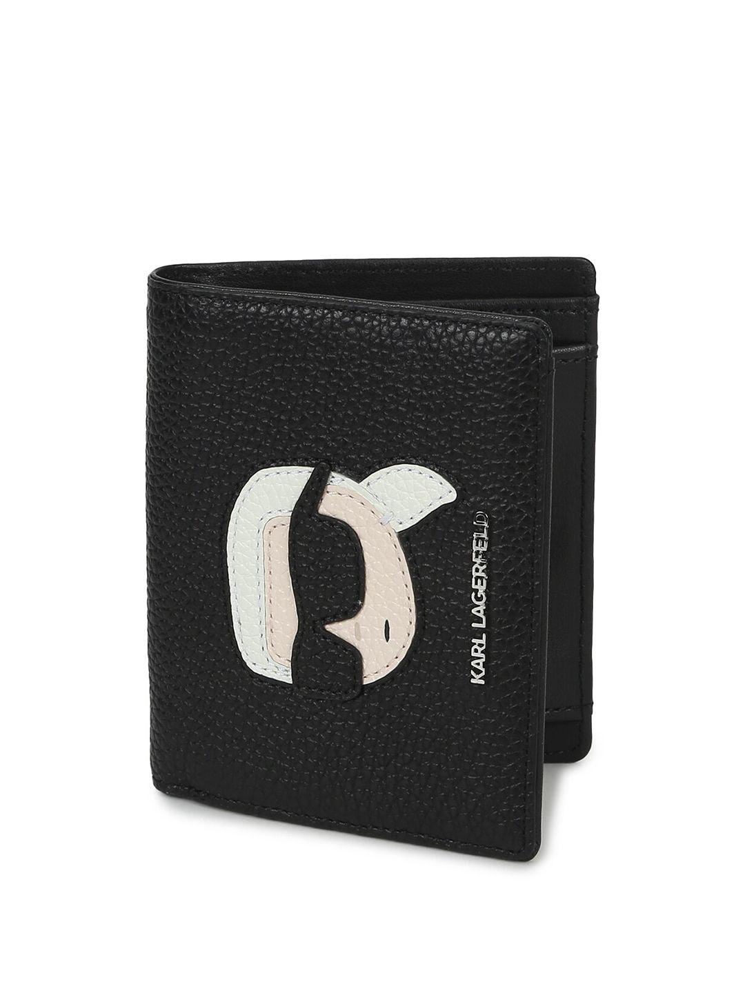 karl lagerfeld textured leather fashion two fold wallet