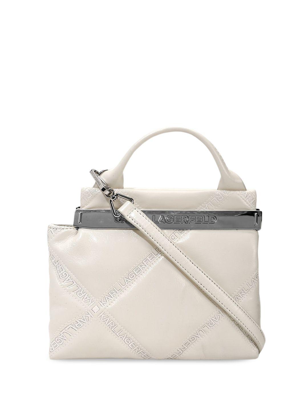 karl lagerfeld textured leather quilted structured handheld bag