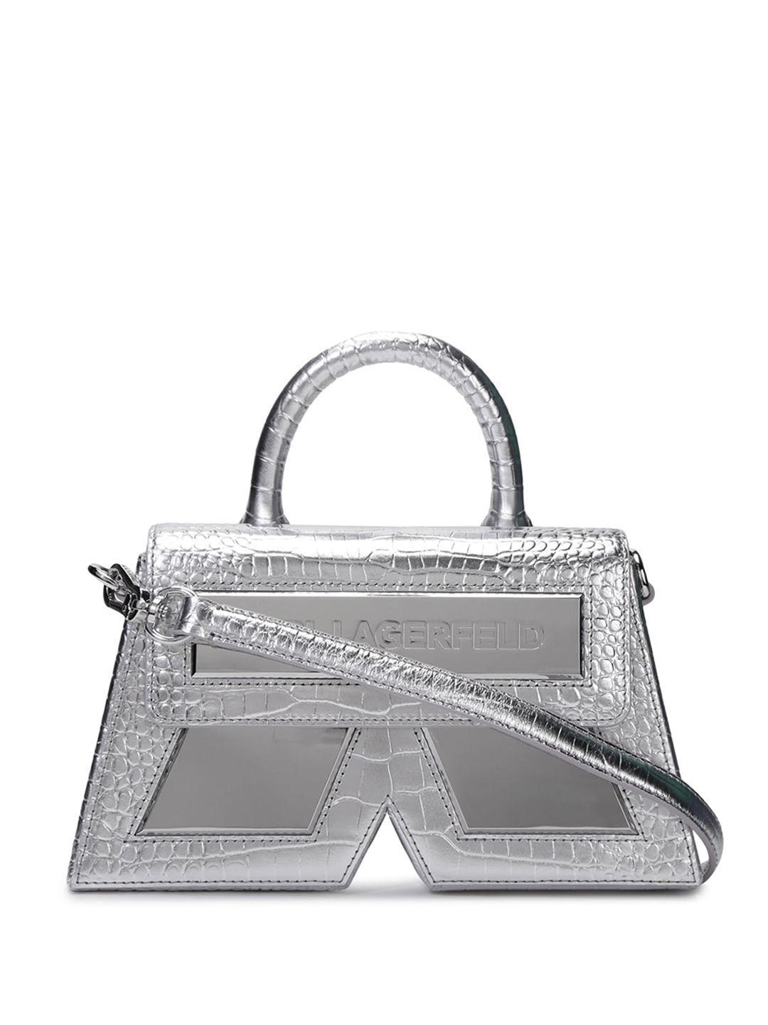 karl lagerfeld textured leather structured handheld bag