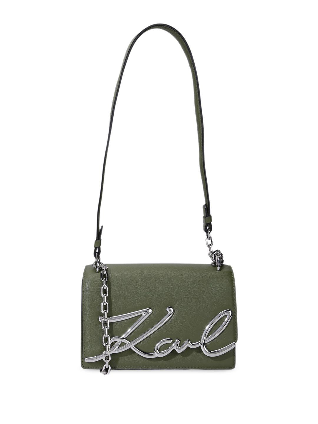 karl lagerfeld textured leather structured sling bag