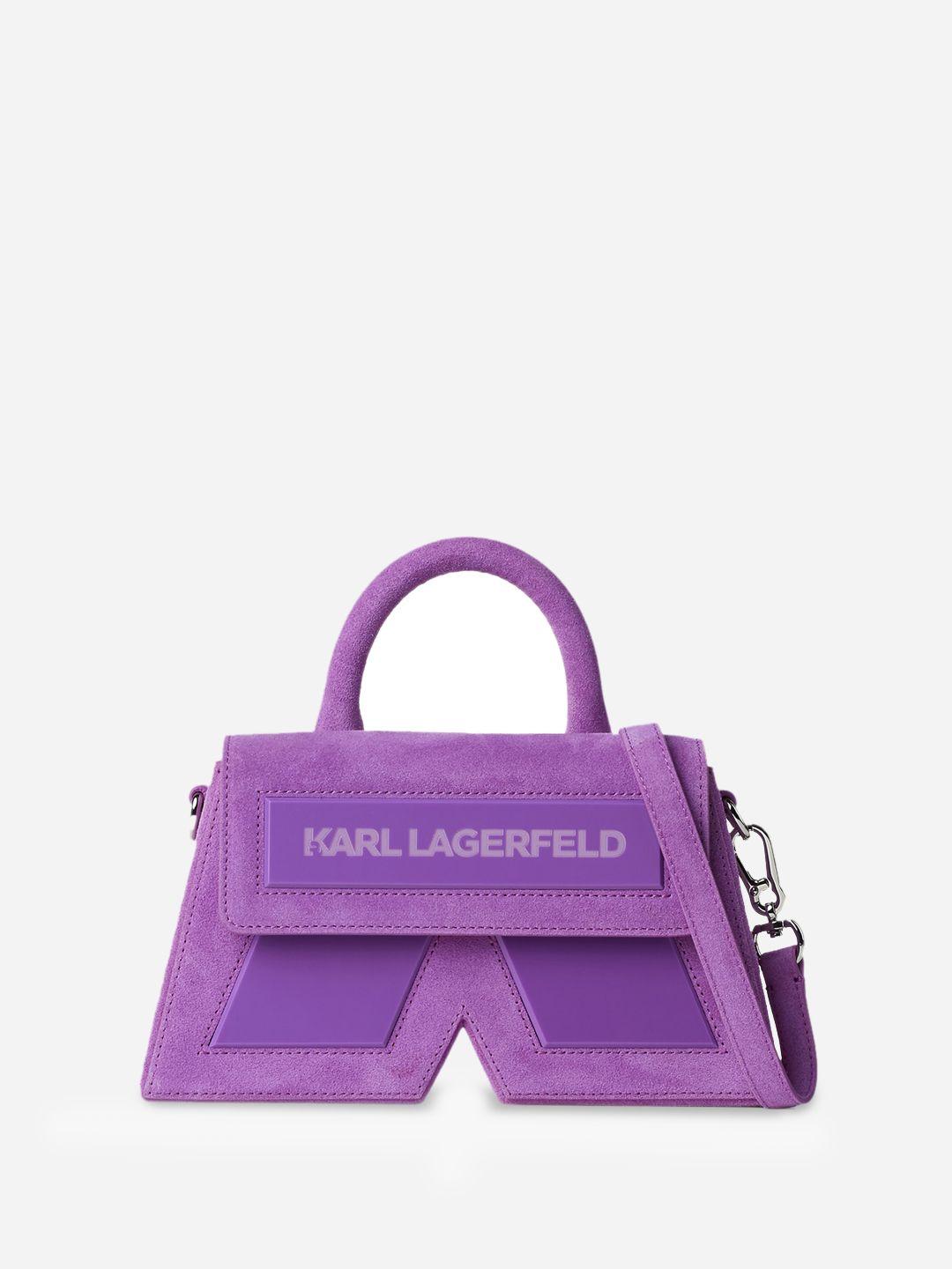 karl lagerfeld typography printed leather structured handheld bag