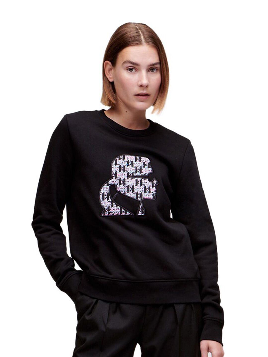 karl lagerfeld women black printed sweatshirt