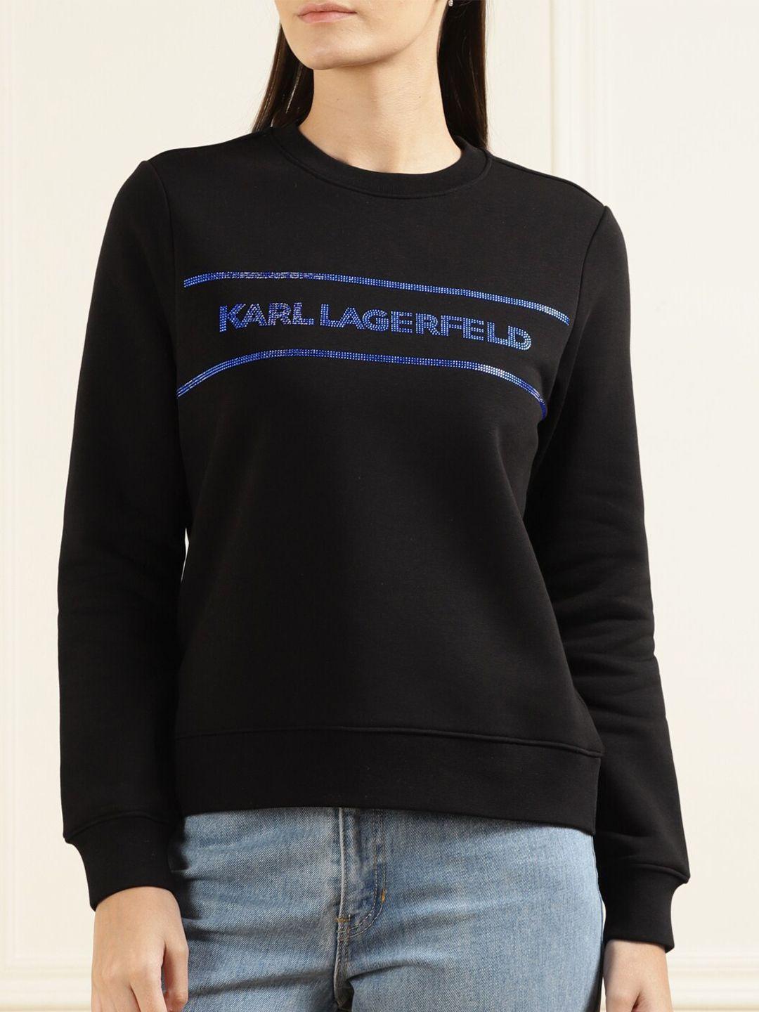 karl lagerfeld women black printed sweatshirt