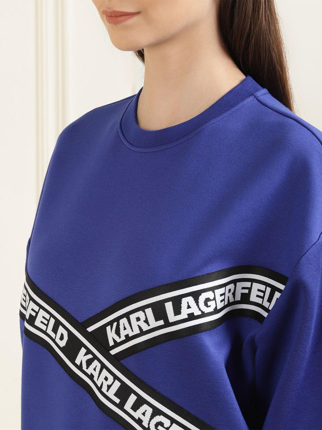 karl lagerfeld women blue printed sweatshirt