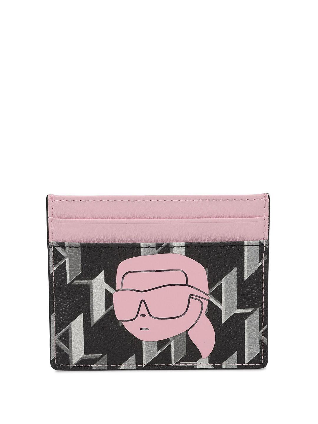 karl lagerfeld women geometric printed leather card holder