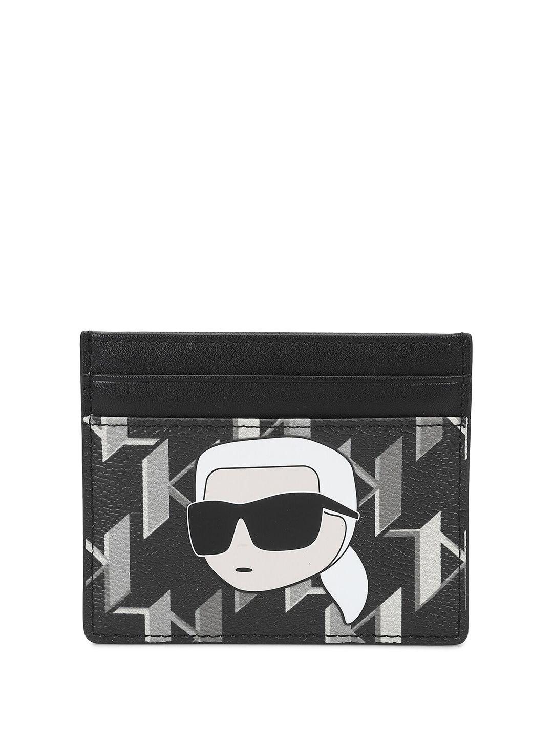 karl lagerfeld women geometric printed leather card holder