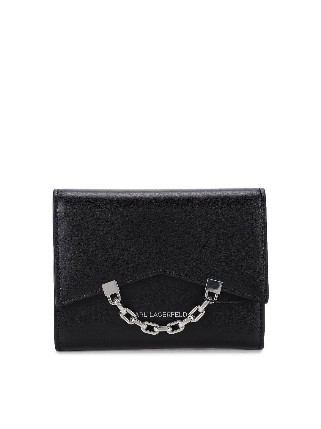 karl lagerfeld women leather three fold wallet