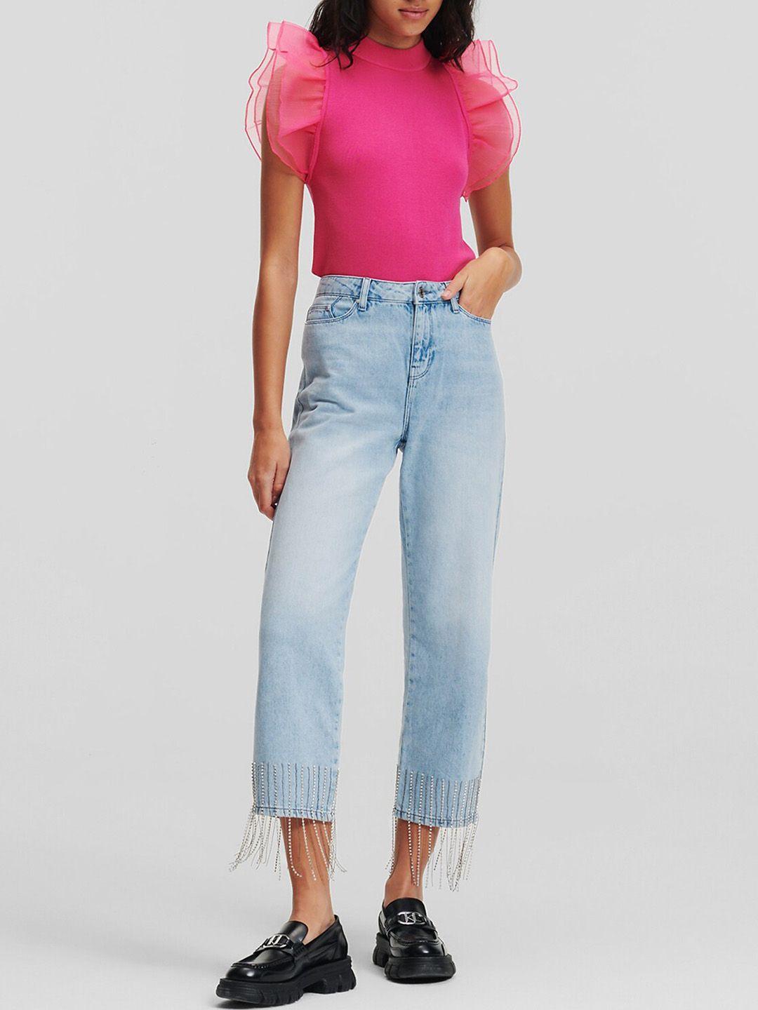 karl lagerfeld women light fade cotton jeans