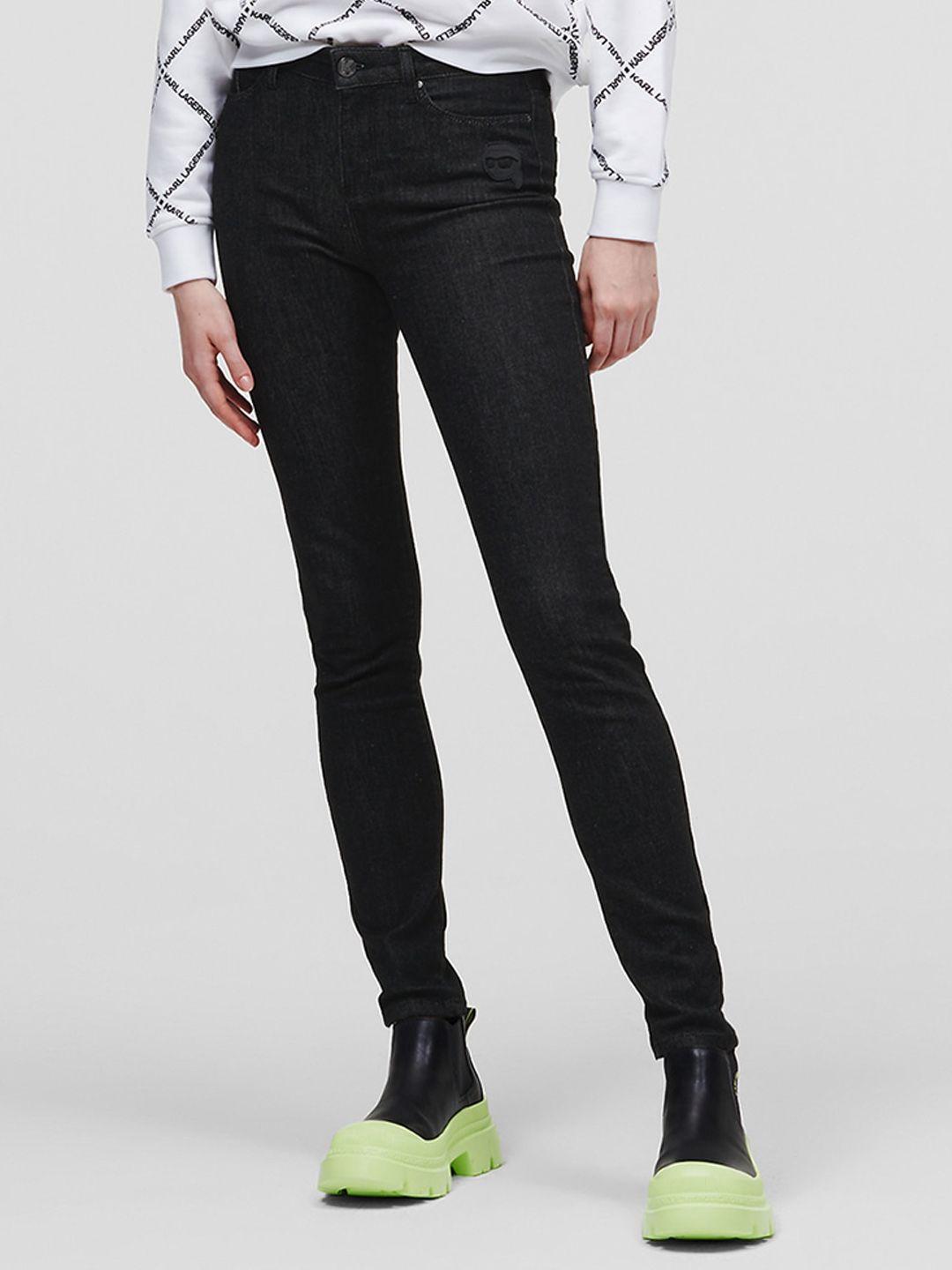 karl lagerfeld women mid rise cotton skinny fit jeans