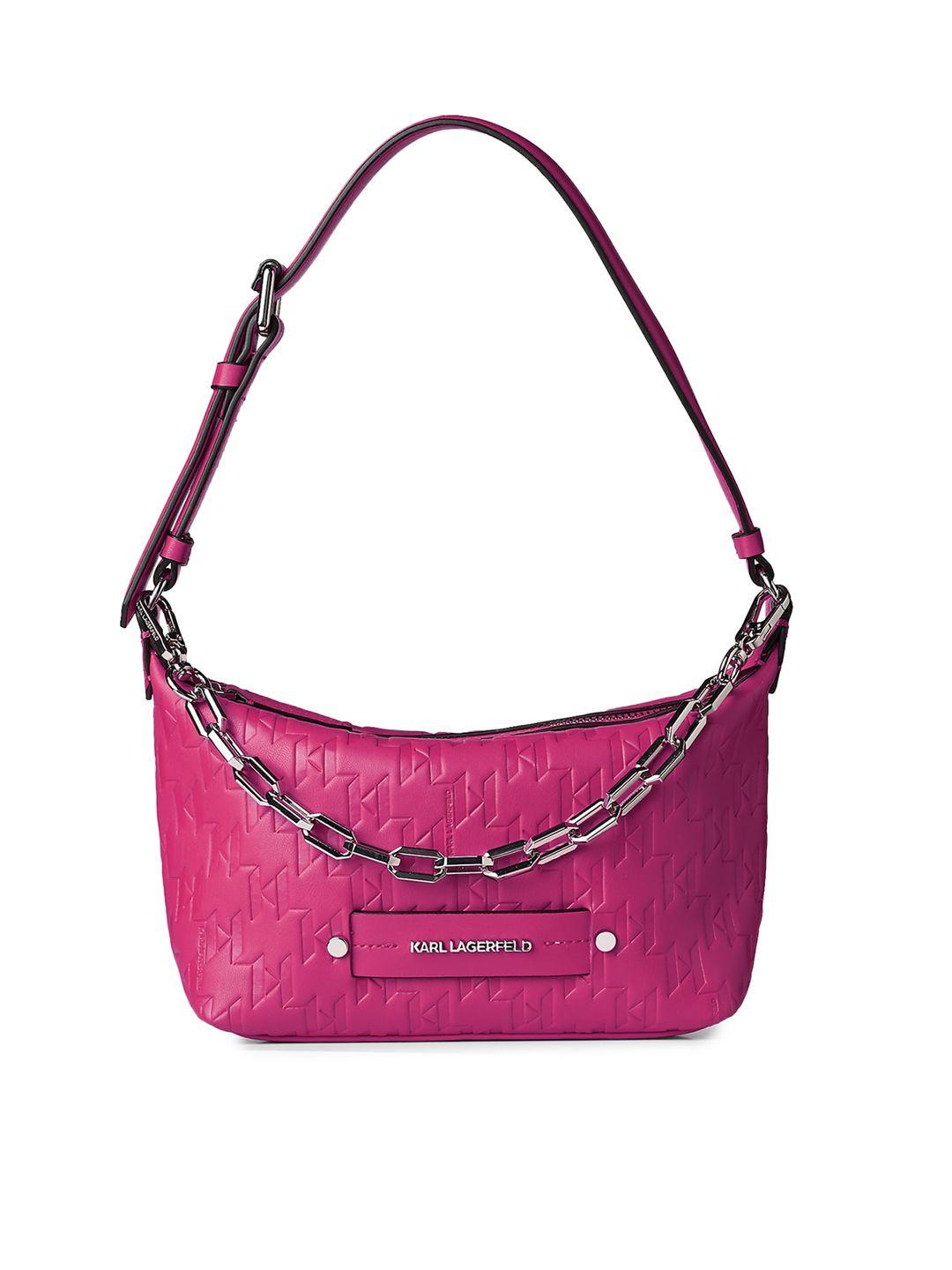 karl lagerfeld women pink textured structured shoulder bag