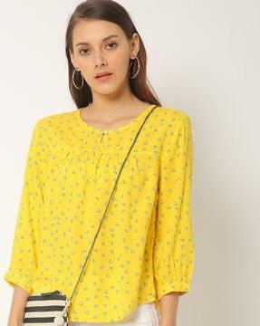 karla heart print round-neck top