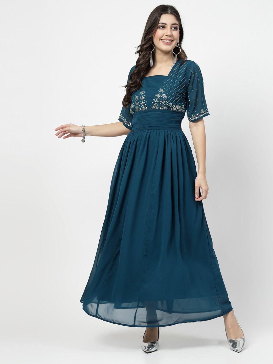 karmic vision embellished flared sleeve maxi dress