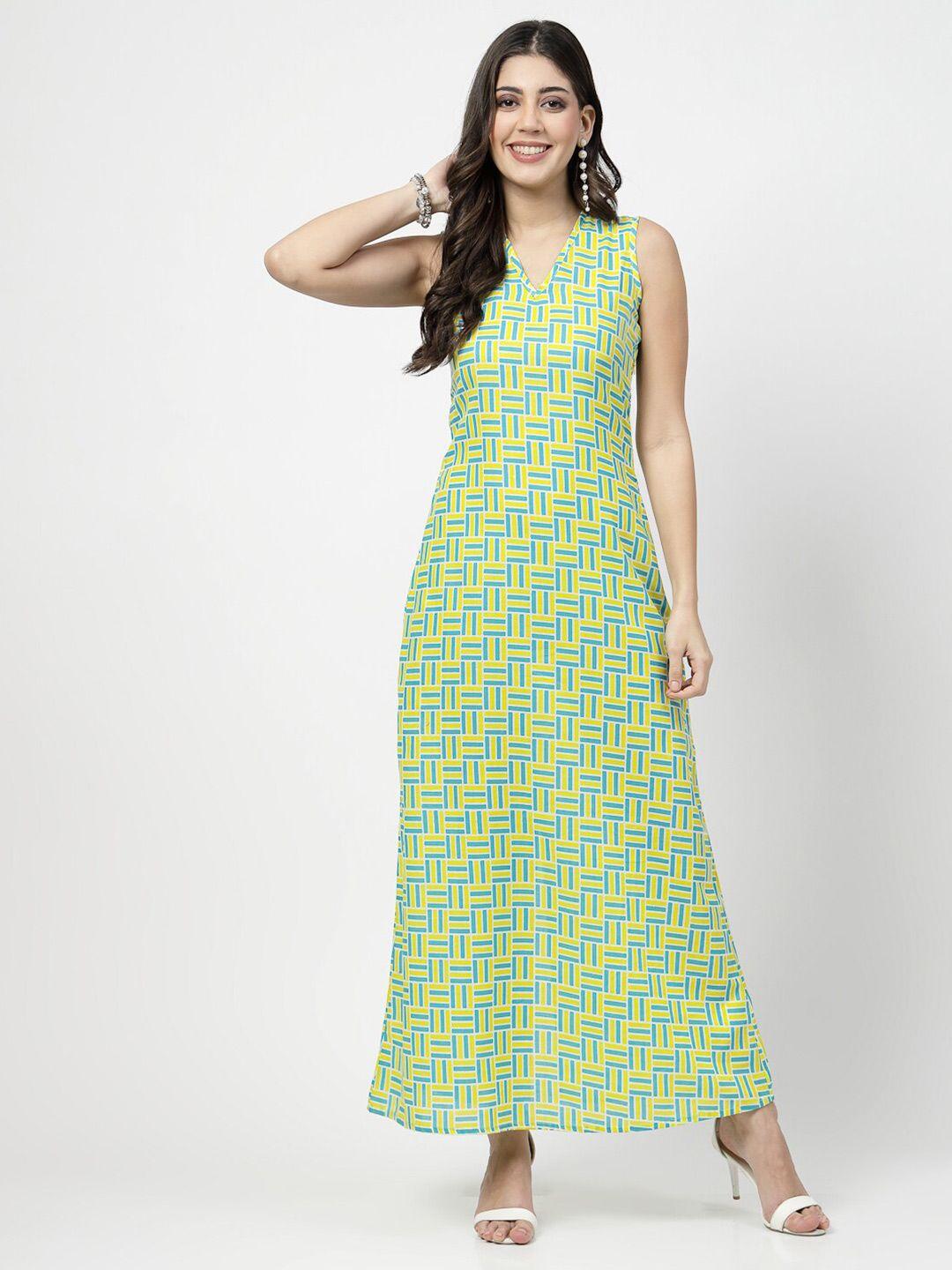 karmic vision geometric printed sleeveless maxi dress