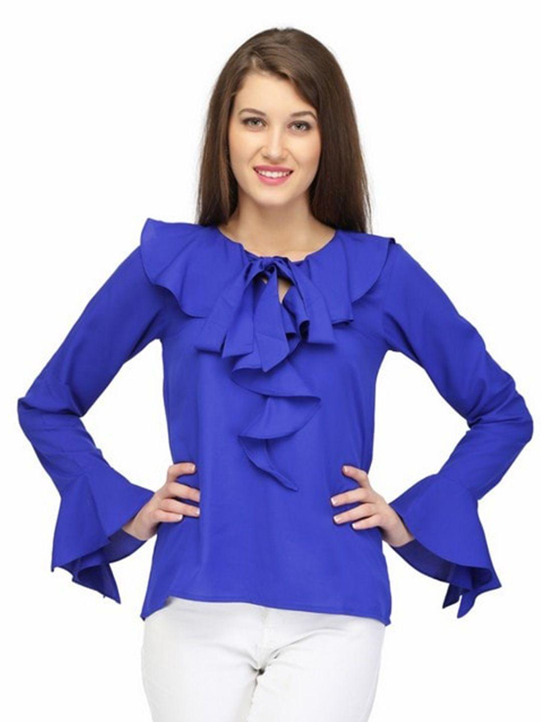 karmic vision tie-up neck bell sleeve top