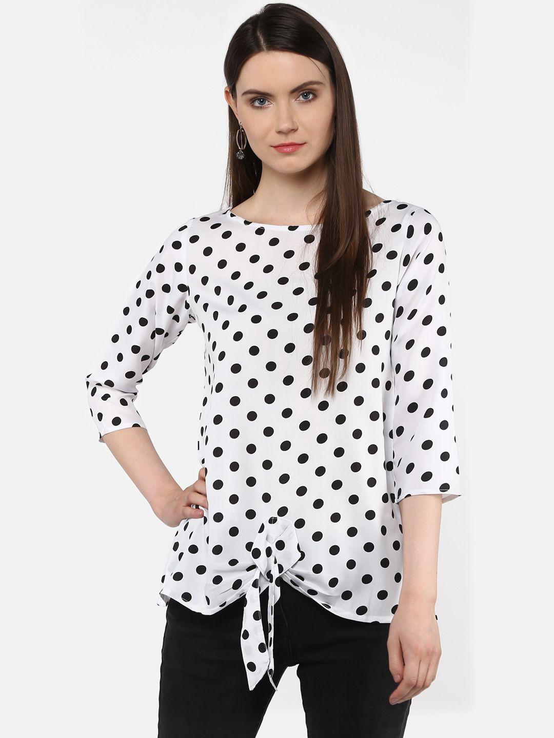 karmic vision white & black printed top