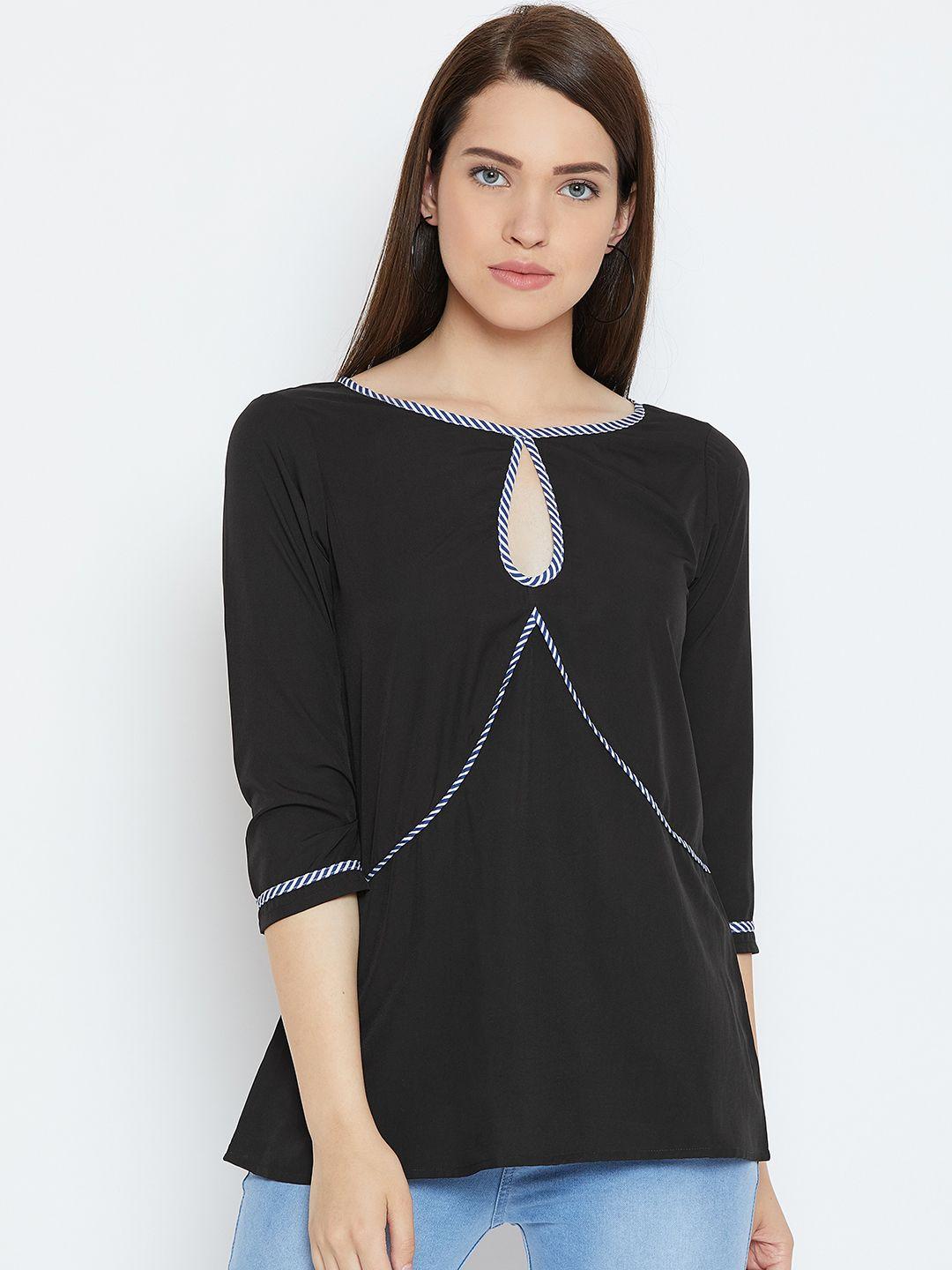 karmic vision women black solid top