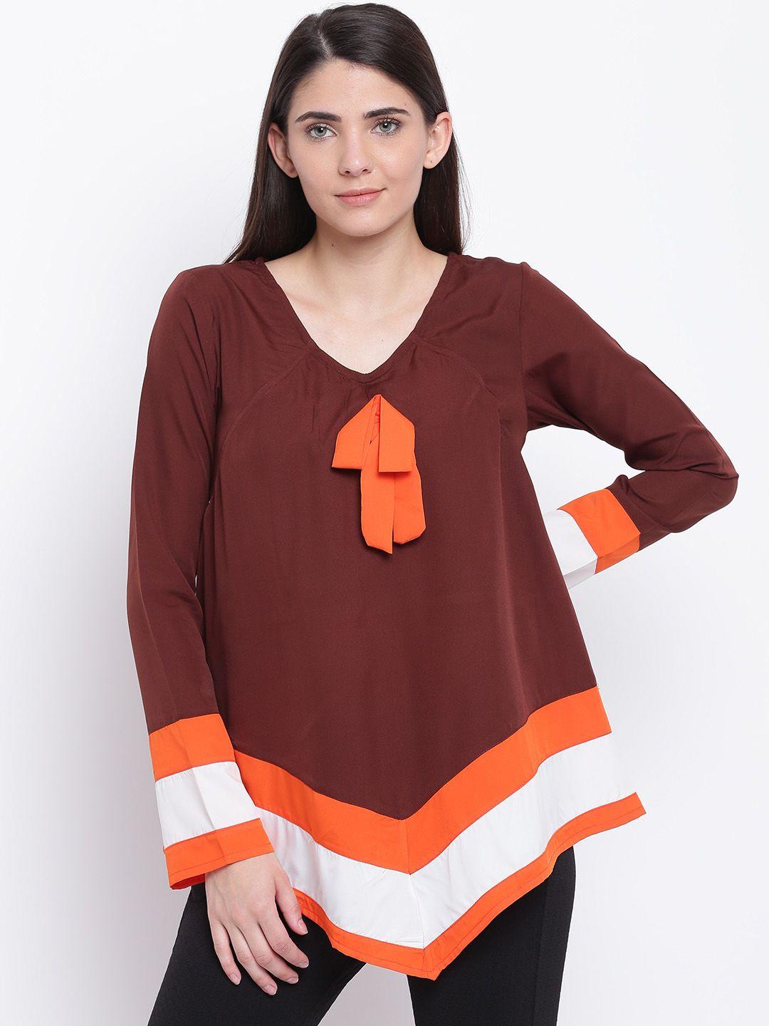 karmic vision women brown solid a-line top