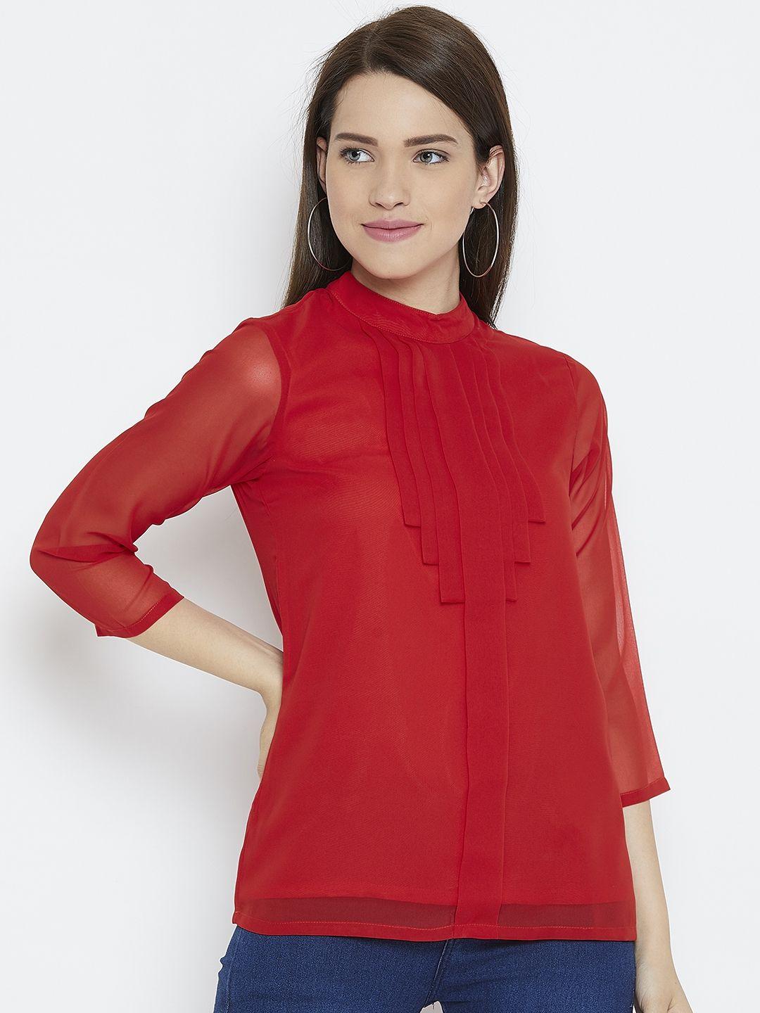 karmic vision women red solid top