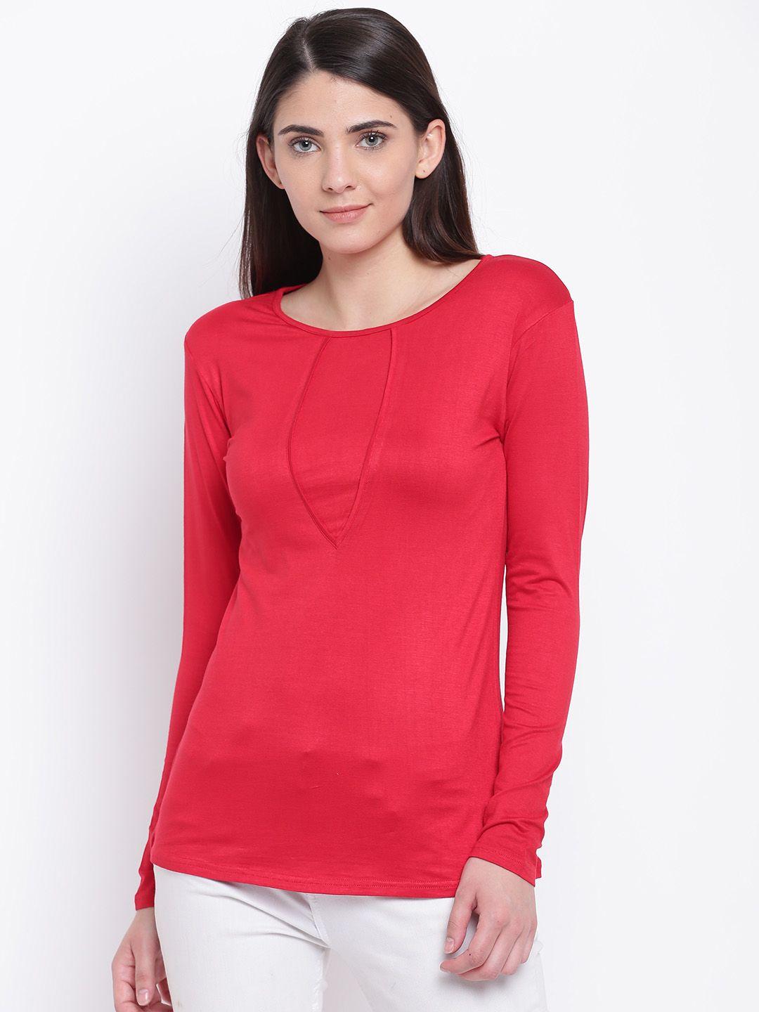 karmic vision women red solid top