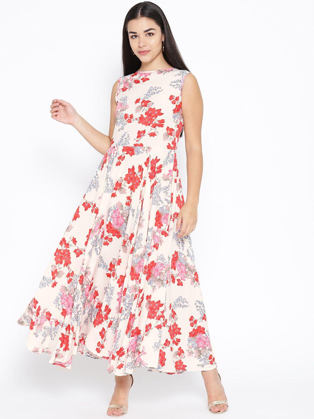 karmic vision women white & red maxi dress