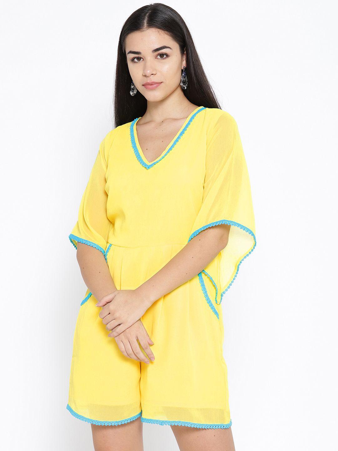 karmic vision women yellow solid playsuit