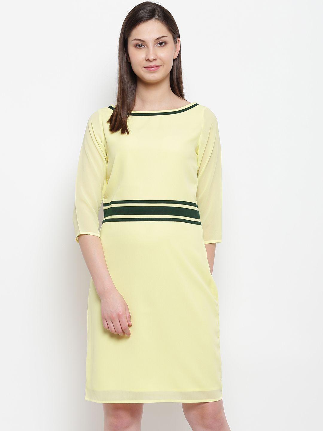 karmic vision women yellow solid sheath dress