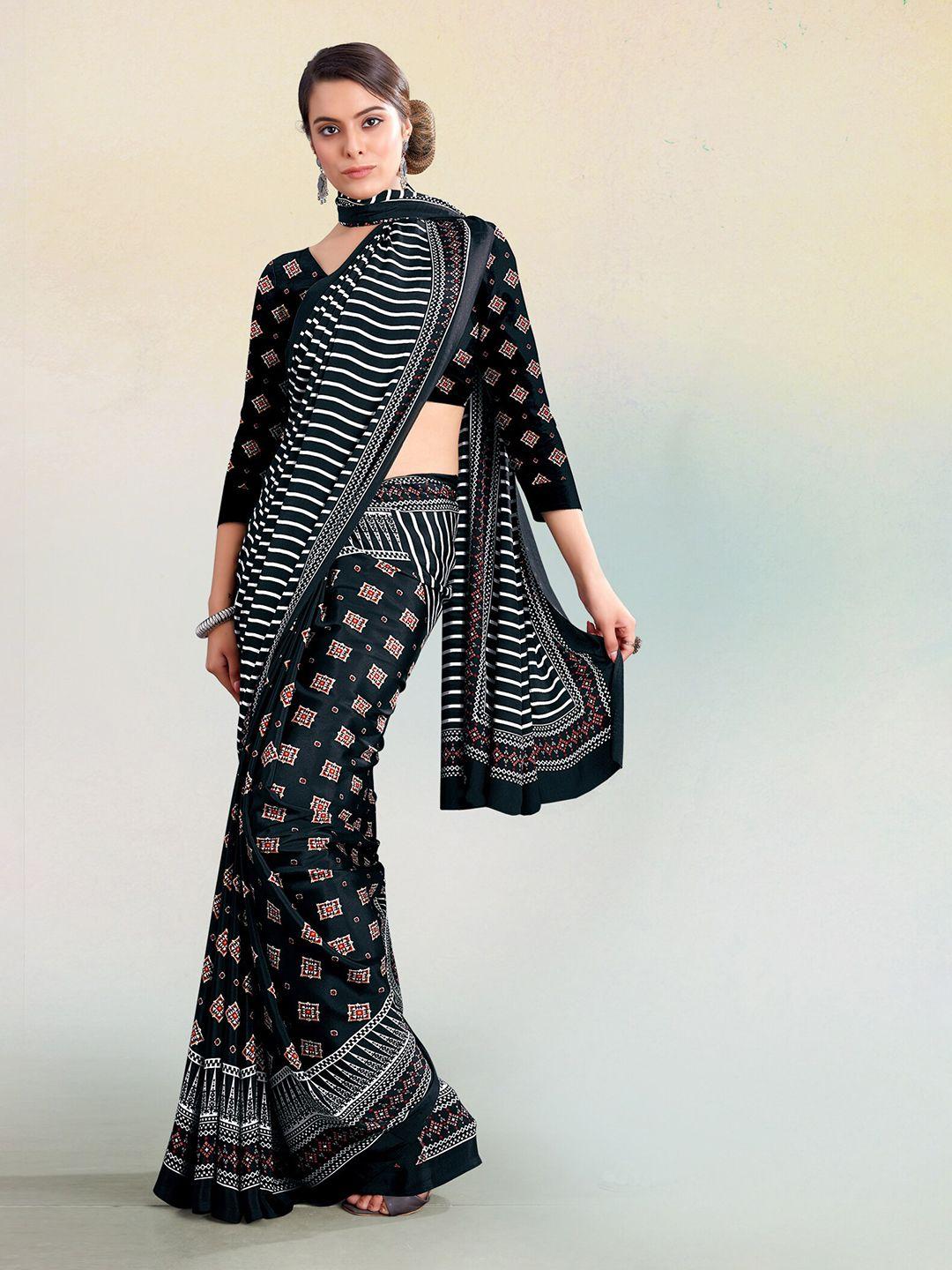 kasak ethnic motif printed pure crepe saree