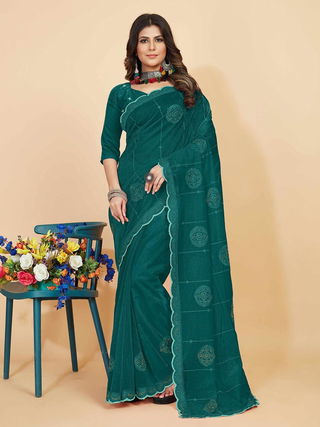 kasak ethnic motifs embroidered silk blend saree