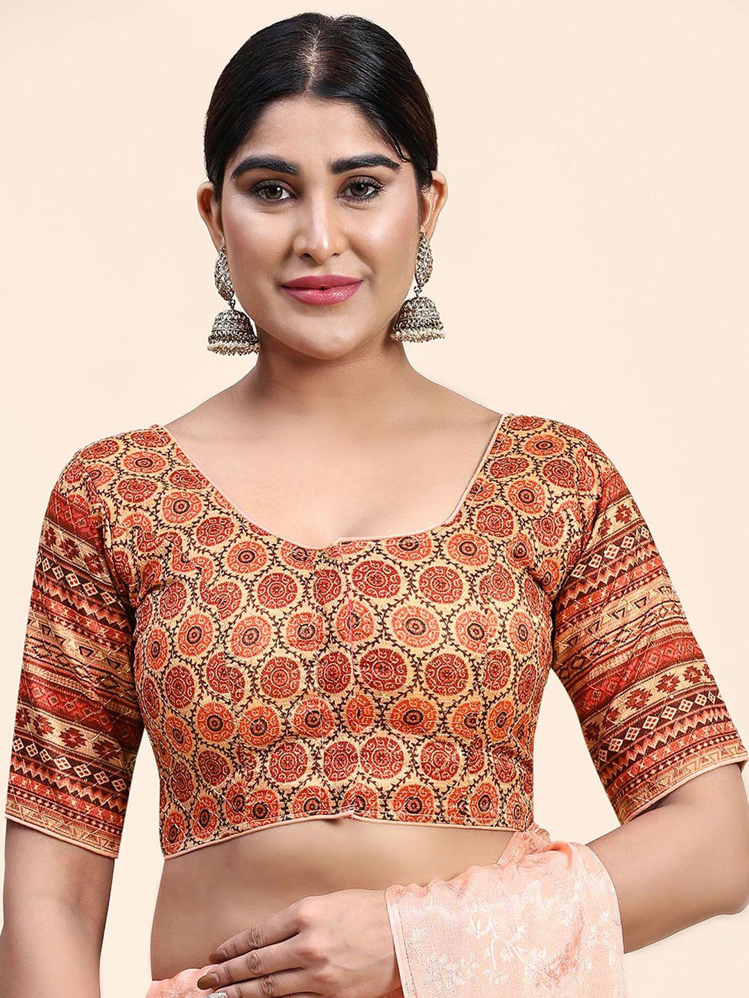 kasak ethnic motifs printed silk saree blouse