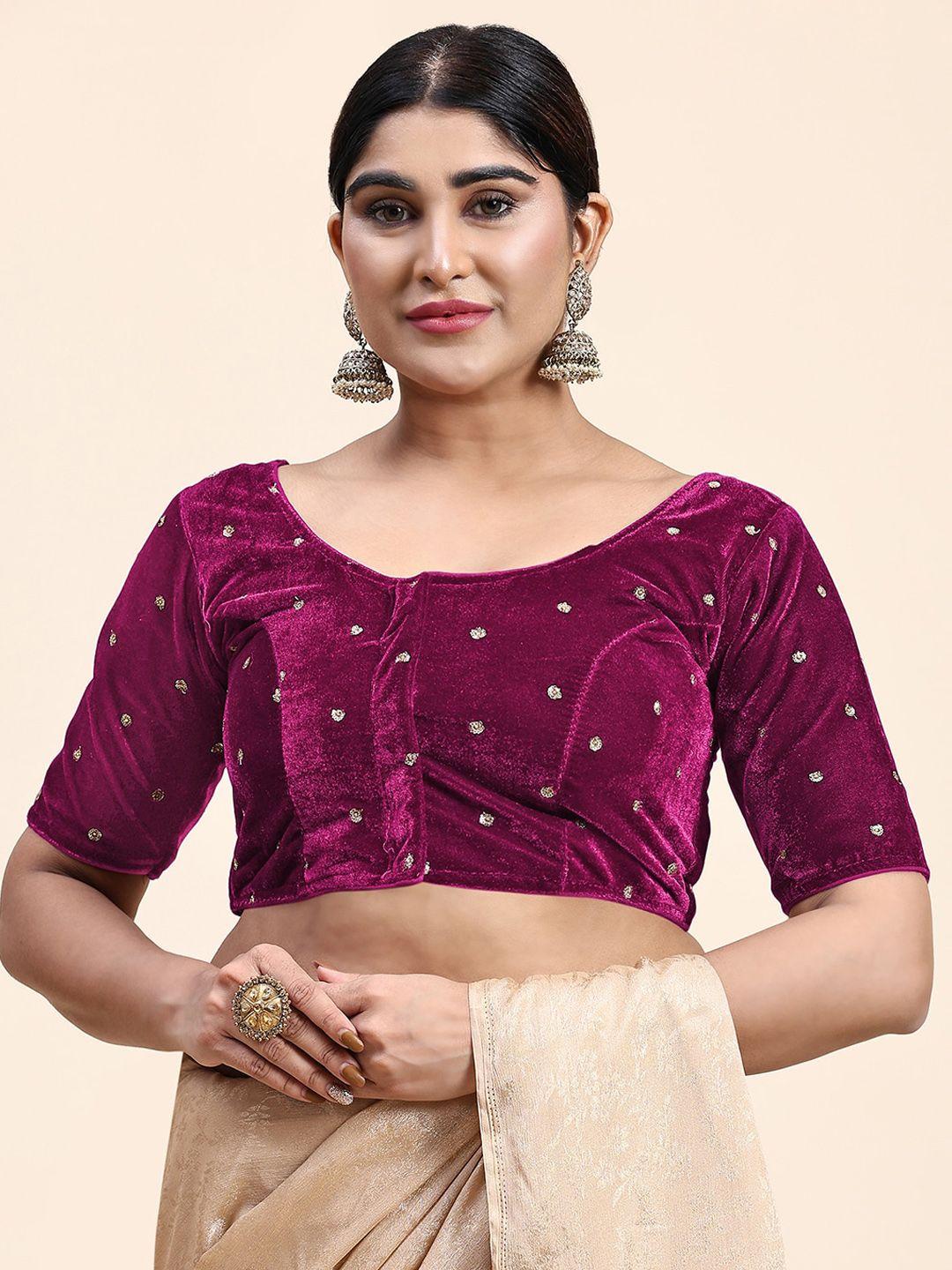 kasak sequined velvet saree blouse
