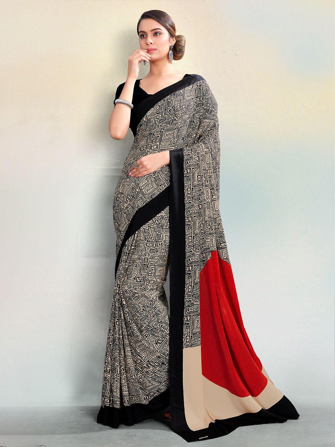 kasak abstract printed pure crepe saree