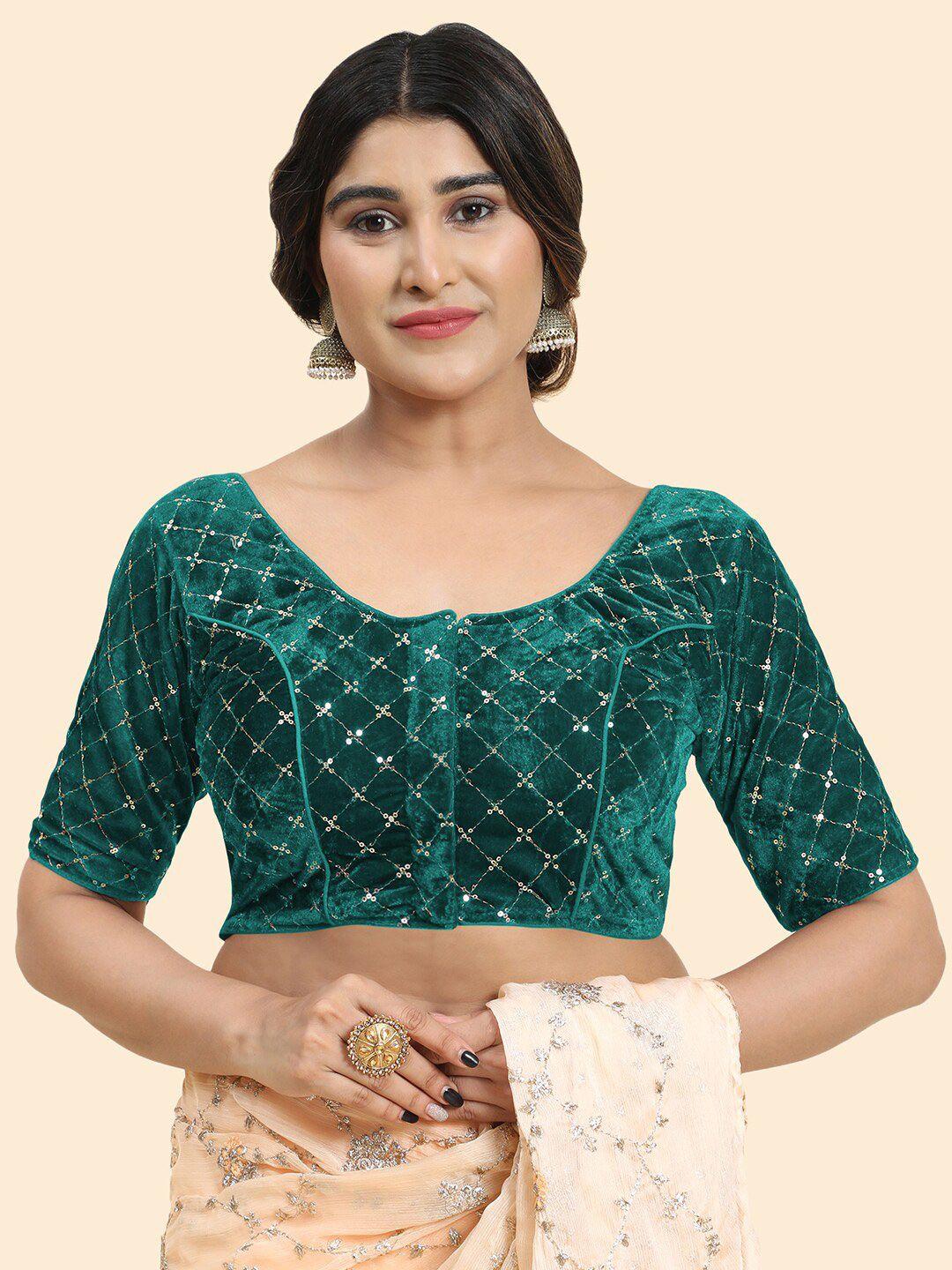 kasak embellished padded velvet saree blouse