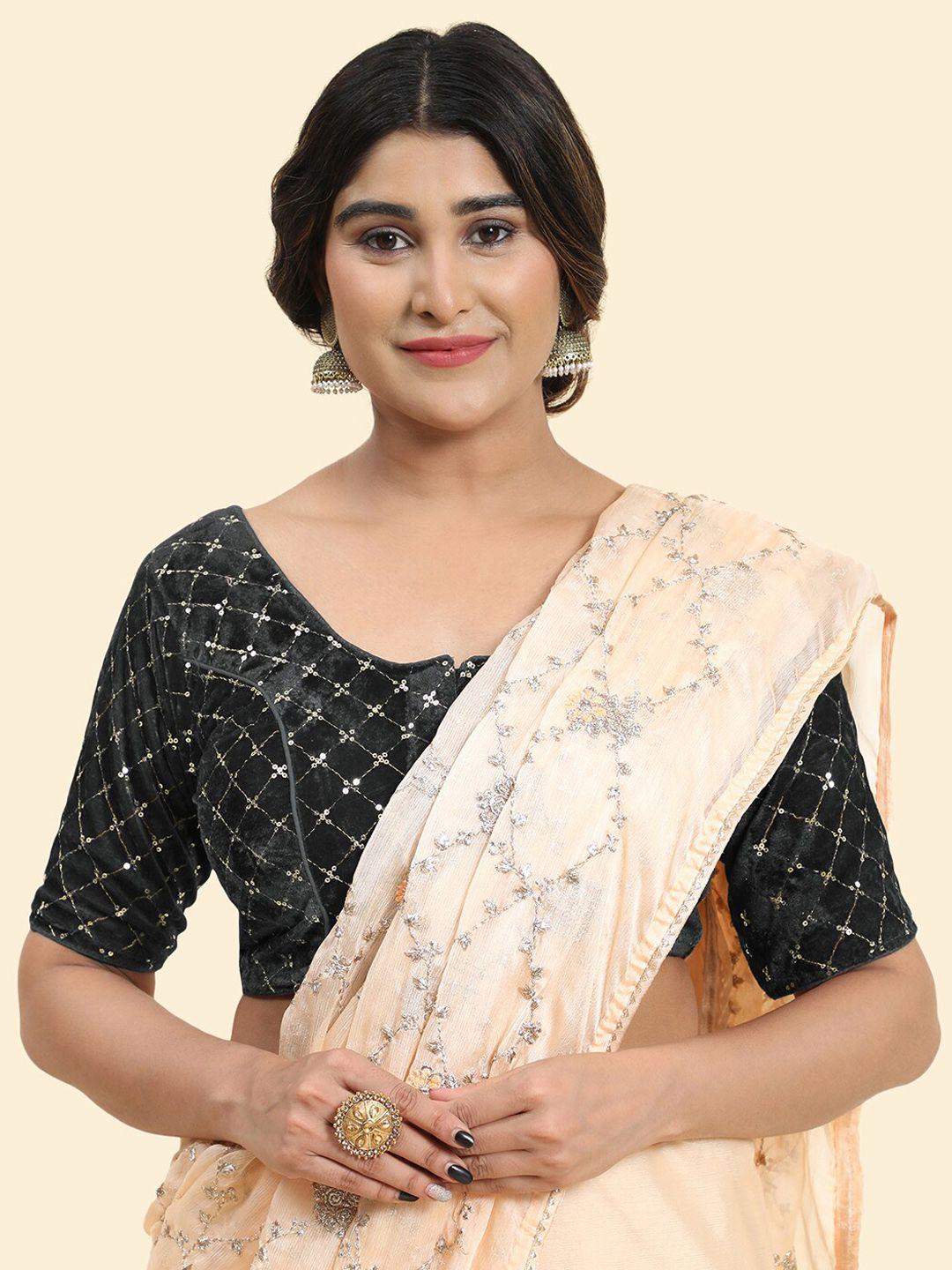 kasak embellished velvet saree blouse