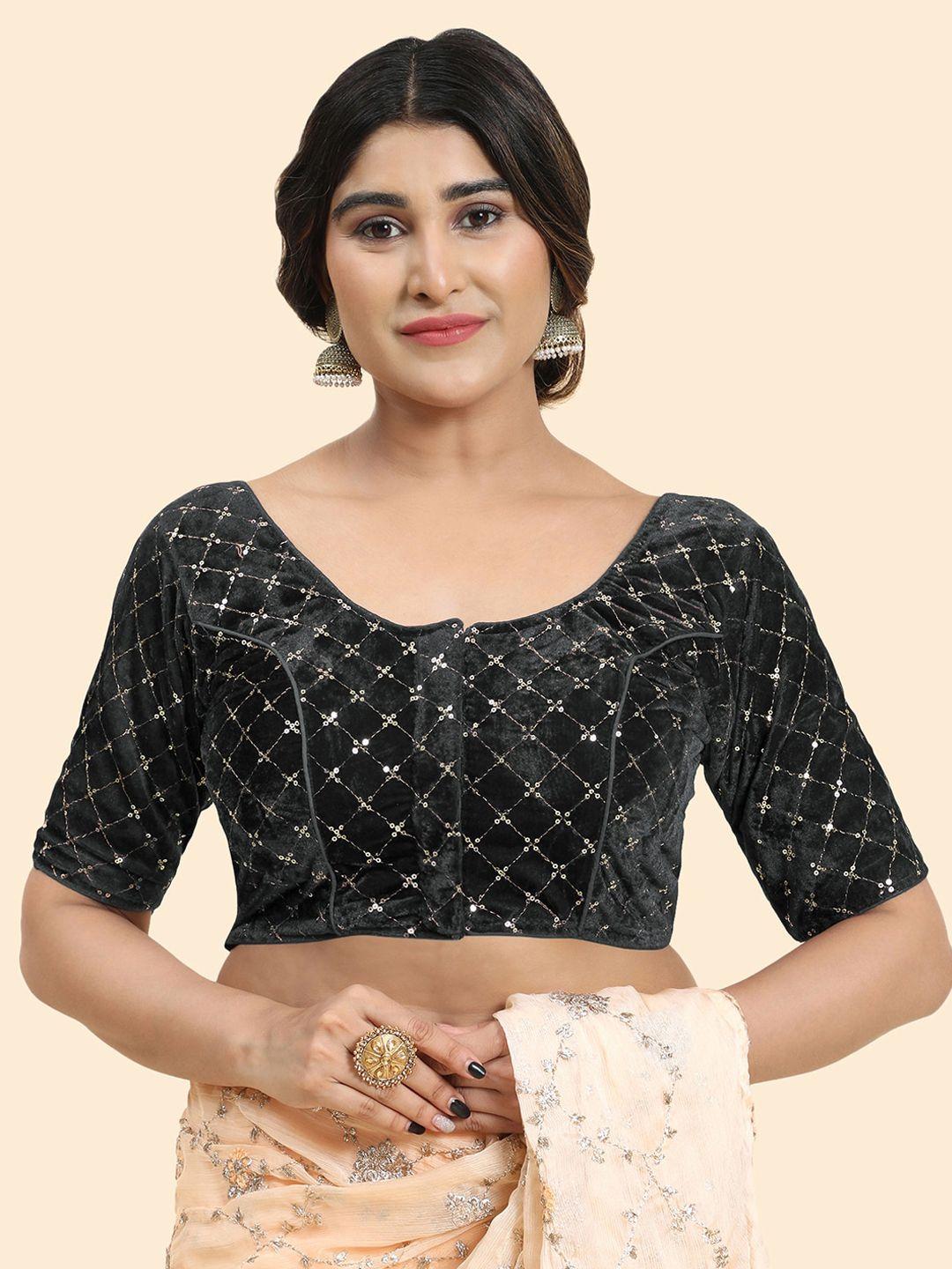 kasak embellished velvet saree blouse