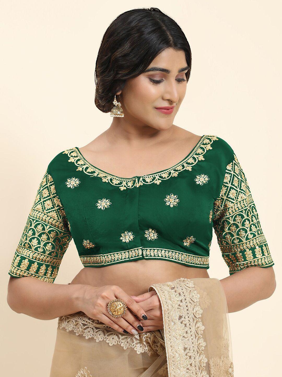 kasak embroidered readymade silk saree blouse