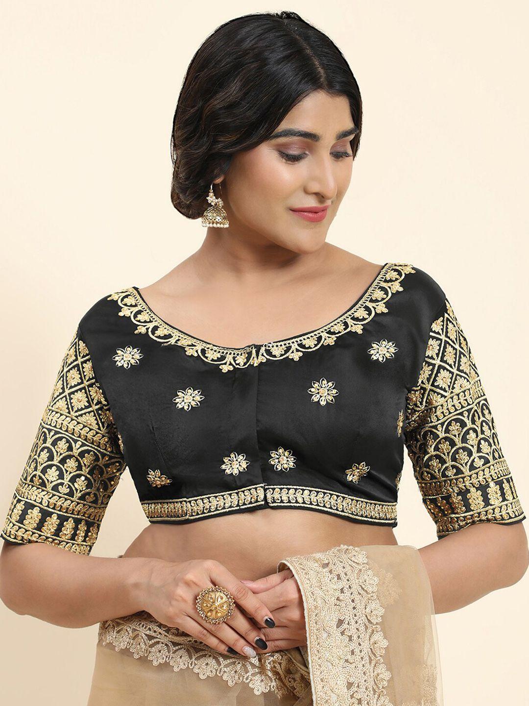 kasak embroidered silk readymade saree blouse