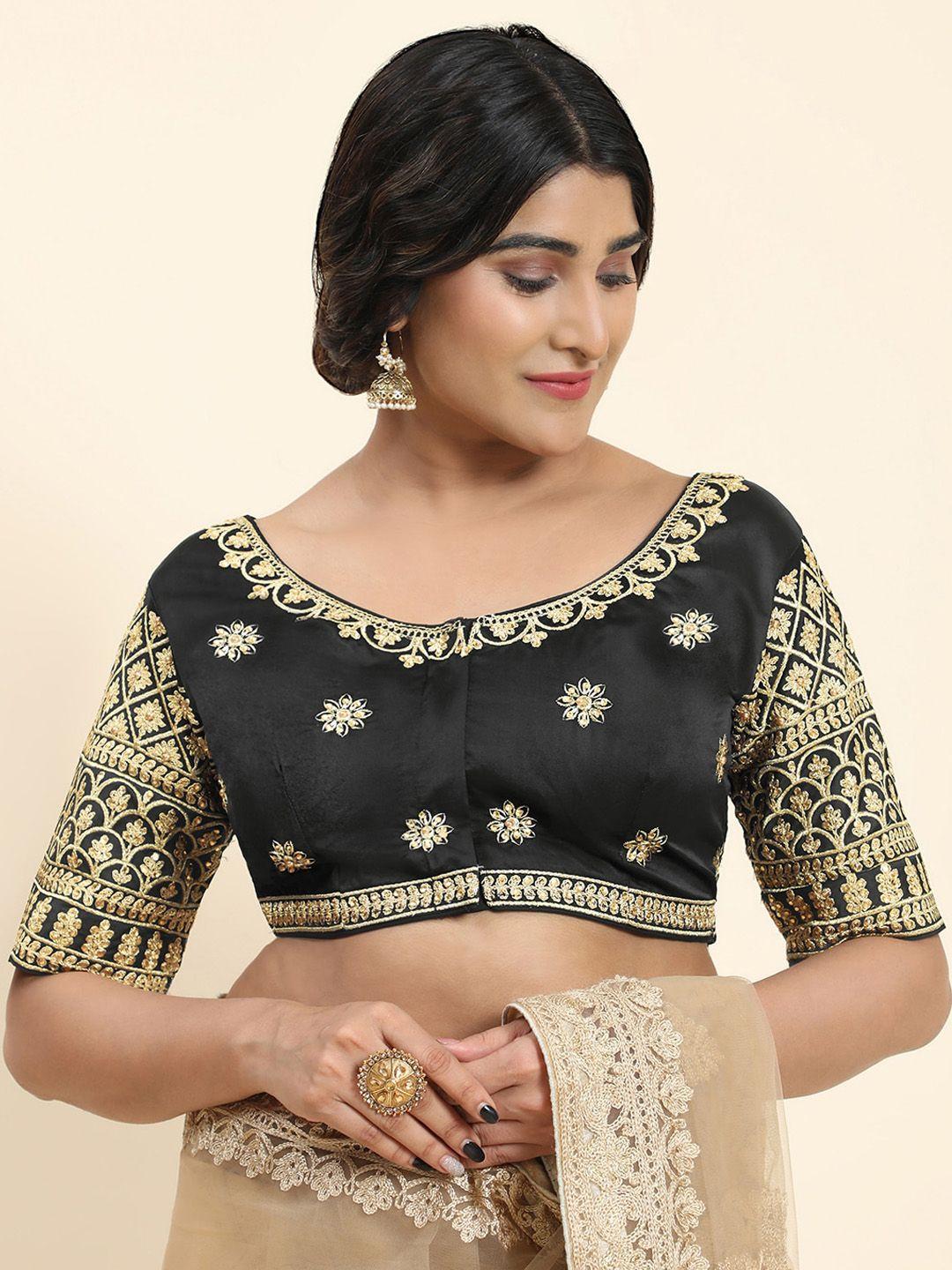 kasak embroidered silk readymade saree blouse