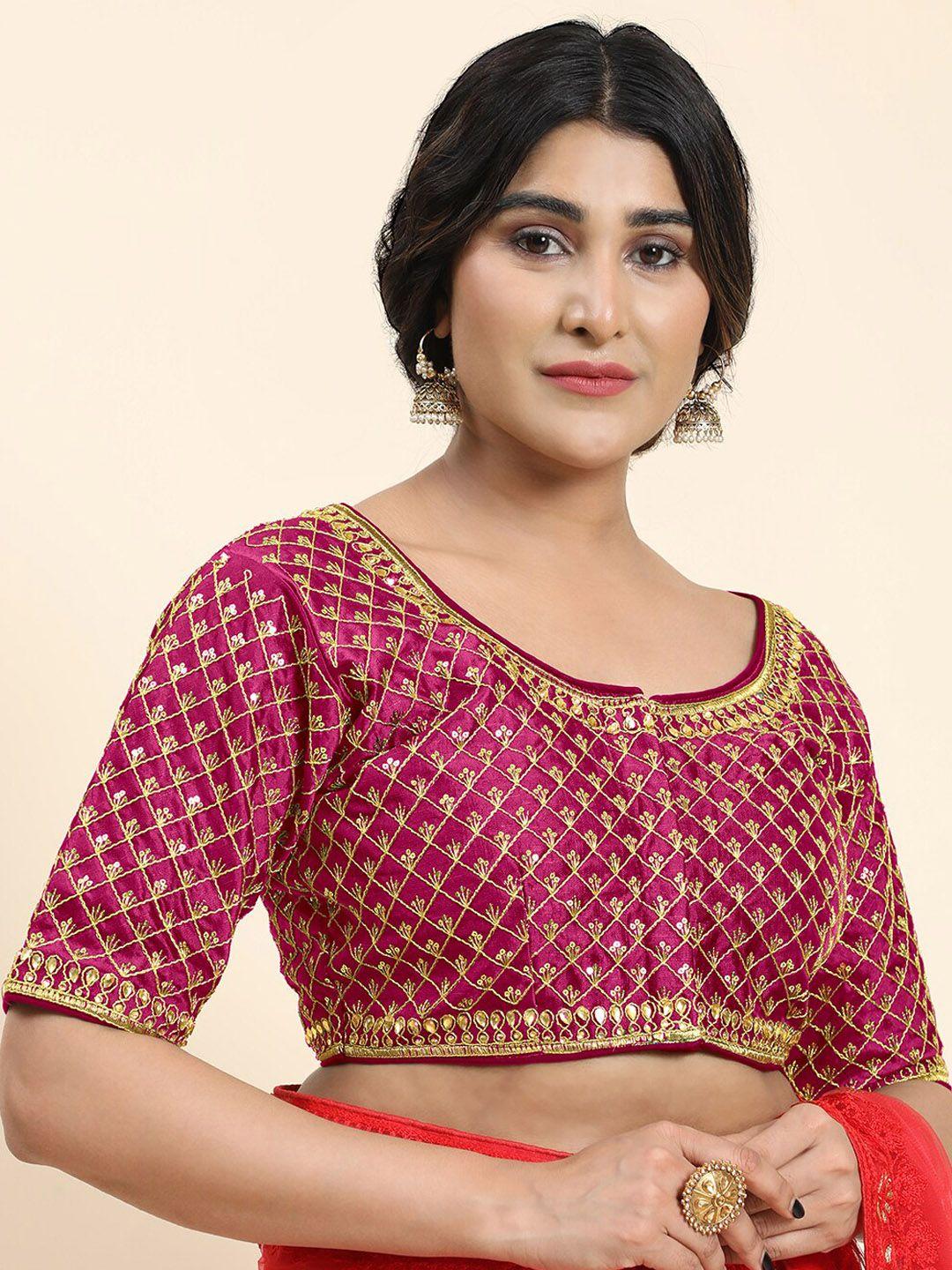 kasak embroidered silk saree blouse