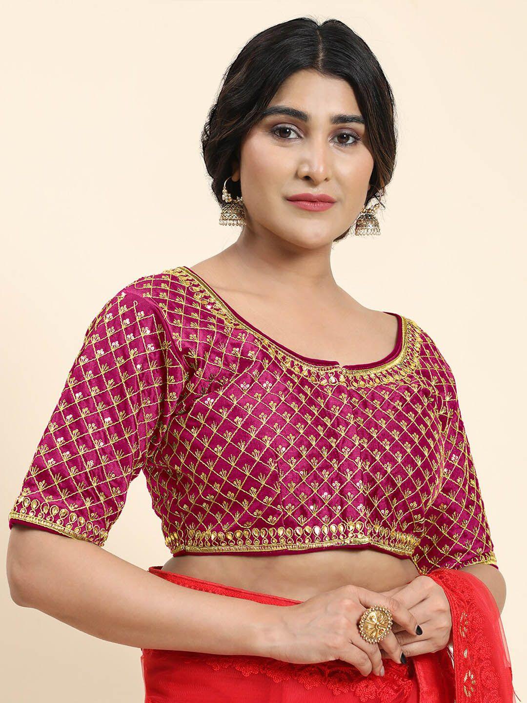 kasak embroidered silk saree blouse