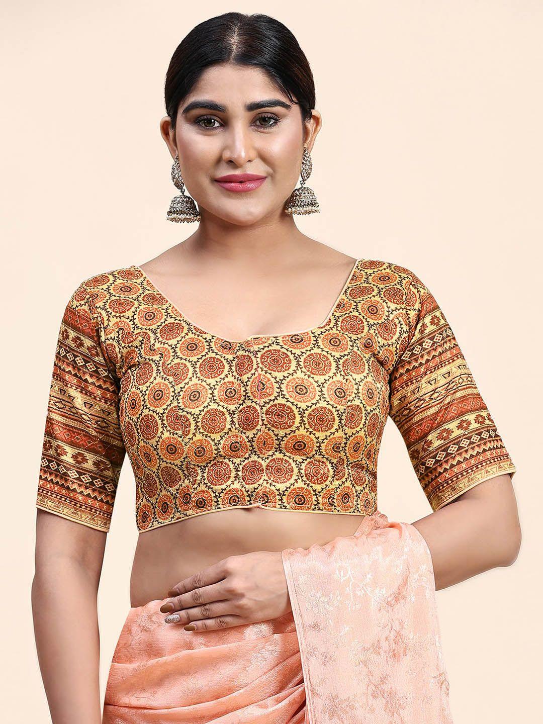 kasak ethnic motifs printed silk saree blouse