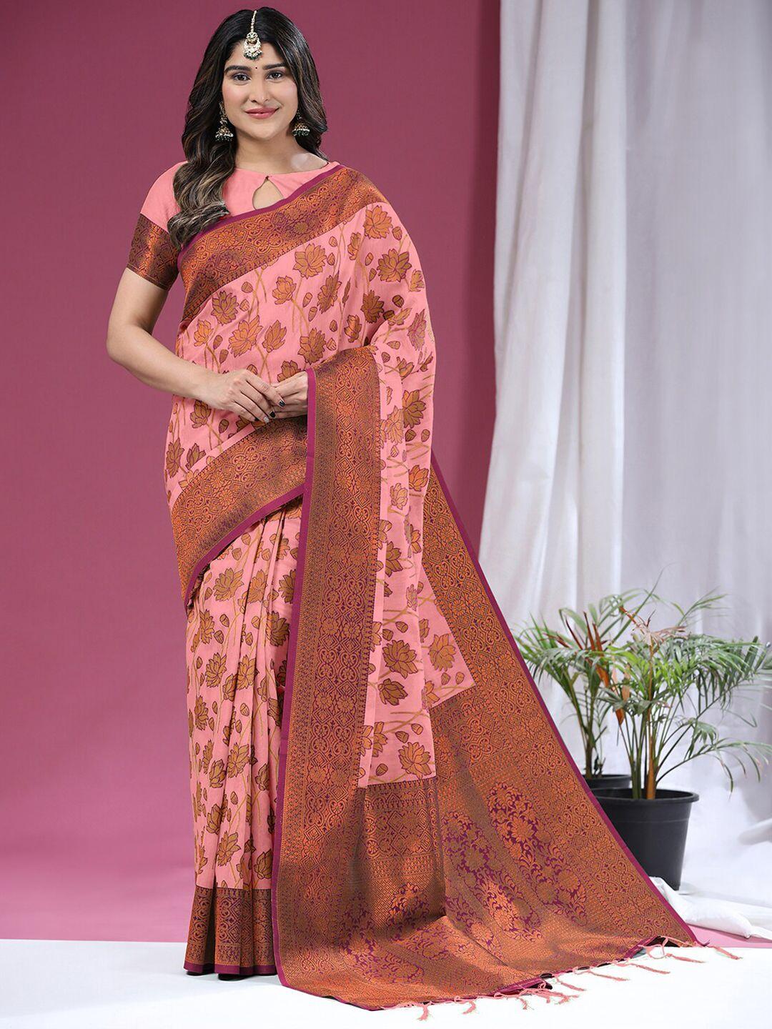 kasak floral woven design zari silk cotton saree